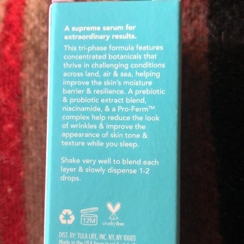 NEW Tula Skincare Tri-Supreme Serum Overnight Oil Concentrate Clean Skincare 1oz